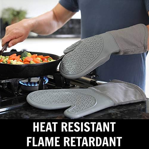 BPA-Free Soft Silicone 4 Piece Oven Mitts & Trivets Set - Ultra Heat