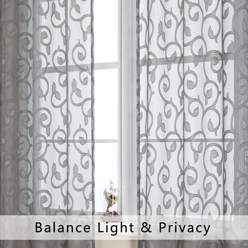 OWENIE Furman Sheer Curtains 63 inch Length for Bedroom Living Room 2