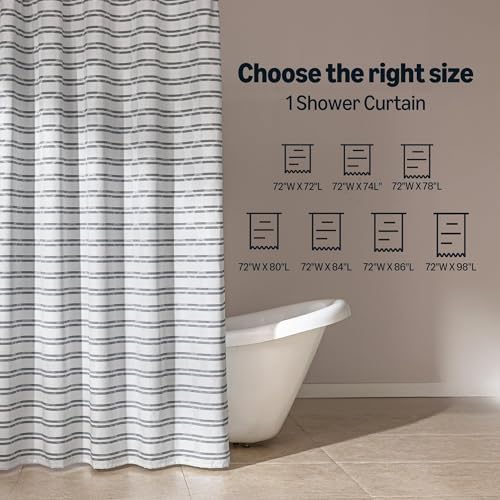 Amazon Basics Geometric Jacquard Fabric Shower Curtain for Bathroom