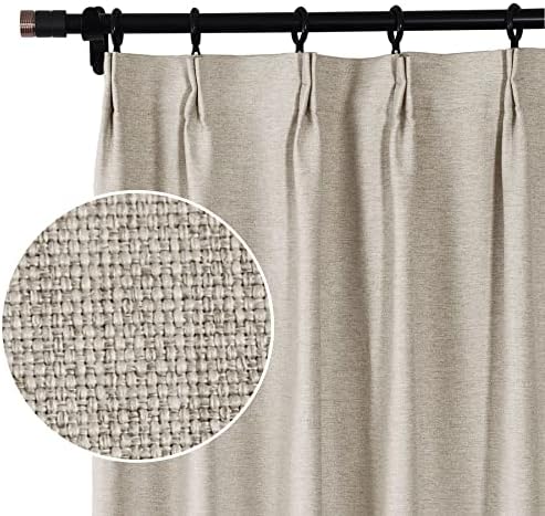 Fcosie Smoky Grey Blackout Curtains 84 Inches Long Pinch Pleated Linen
