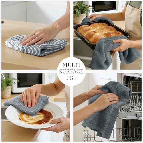 Homaxy Premium Kitchen Towels 18"x28", 6 Pack Large Cotton 380 GSM