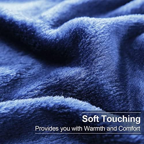 EASELAND Soft Lightweight California King Fleece Blanket, Dark Blue