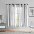 Central Park Gray White Vertical Stripe Curtain Semi Sheer, 44" Wx63