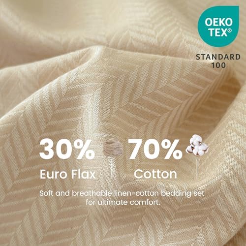 Simple&Opulence King Duvet Cover Set, Luxury French Linen Blend