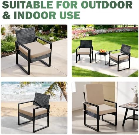 Outdoor Chair Cushions Set of 2, 19x19x3 Inch Waterproof & Fade