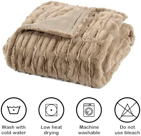 Ruched Spandex Luxury Faux Fur Throw Blanket Reversible to Cozy