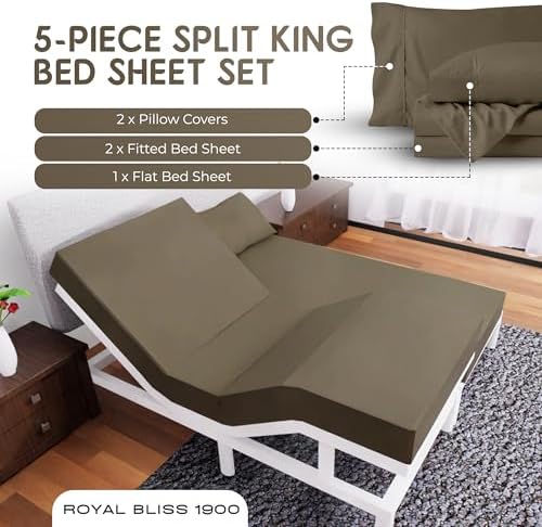 Split King Sheets Set for Adjustable Bed - 5pc Microfiber