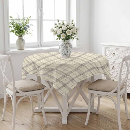 Square Tablecloth, Minimalist Farm Lattice Grid Waterproof Table Cloth