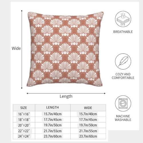 Terracotta and White Seashell Coastal Decorative Faux Linen Throw
