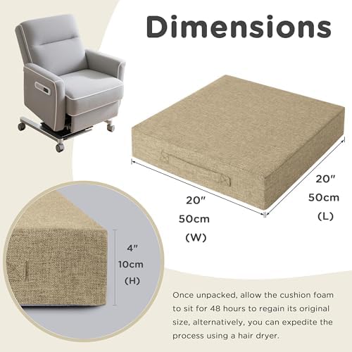 AddGrace Recliner Cushions for Elderly 20"x20"x4" Beige