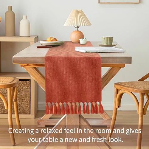 JeogYong Faux Linen Table Runner 13 x 108 Inch Rustic Table Runner