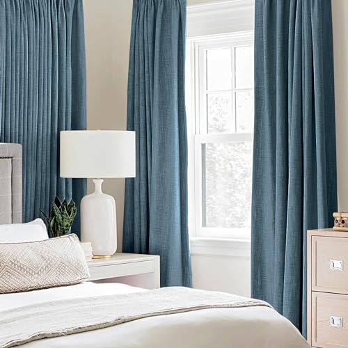 MIULEE 100% Blackout Linen Curtains for Bedroom 52x96 Inches Dusty