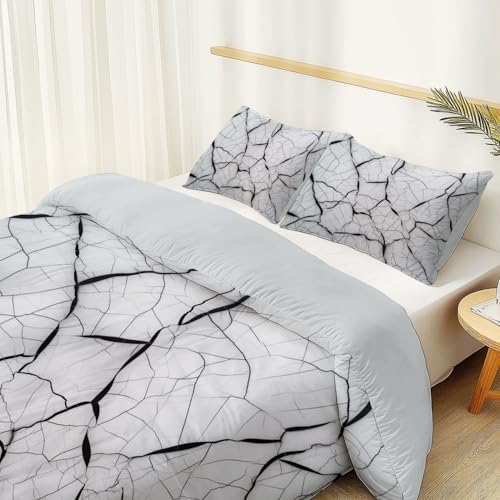 Light Gray Duvet Cover Queen - 100% Microfiber 3 Pcs Minimal Abstract