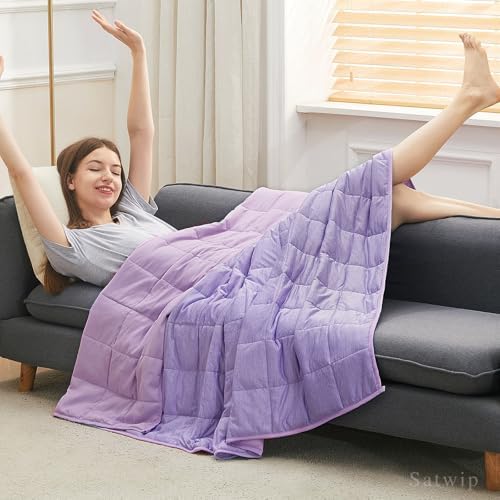 Satwip Purple Weighted Blanket 10 lb, Cooling Weighted Blanket for Hot
