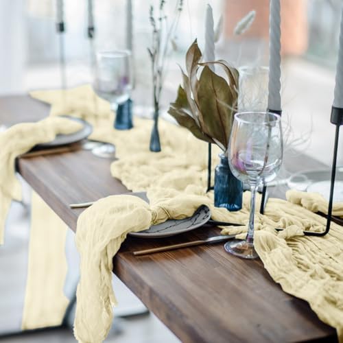 12 Pack Cheesecloth Table Runner, Runner Gauze Boho Wedding Decor