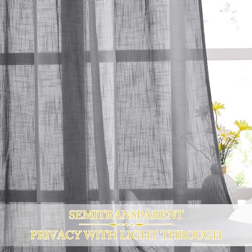 NICETOWN Semi Sheer Curtain for Bedroom, Grommet Top Soft Privacy with