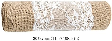 3 Pack 12X108 Inches Natural Burlap Lace Hessian Table Runner Vintage