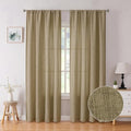 Tollpiz Linen Curtains Bedroom Rod Pocket Semi Sheer Curtain Burlap