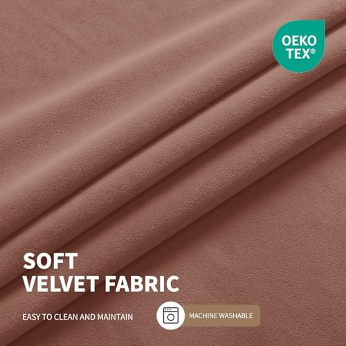 CUCRAF Pink Beige Velvet Blackout Curtains 108 inches Long, Thermal