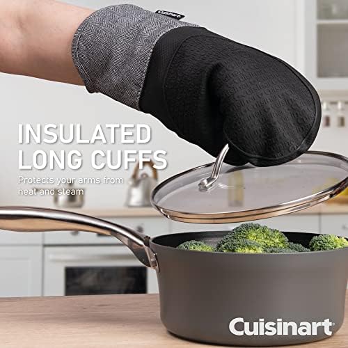 Cuisinart Charcoal Silicone Oven Gloves - Single Oven Mitt with Grey