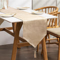 BALCONY & FALCON Table Runner Faux Linen Shimmer Beige 14"x118"