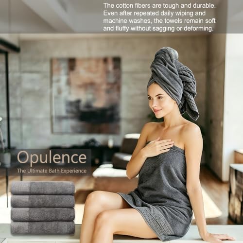 100% Cotton Bath Towels Set of 4, 28 x 56 Inch Large Bath Towels, 400