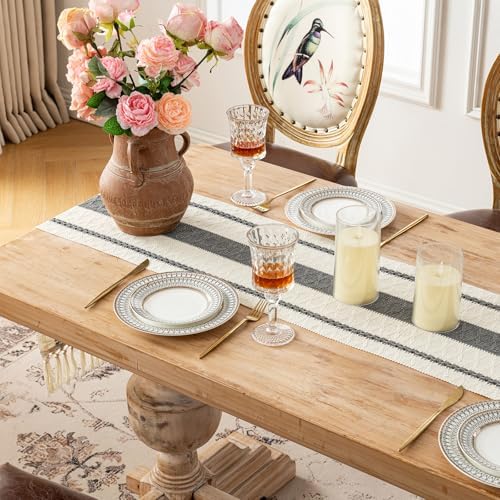 Fancy Homi Grey Table Runner 108 Inches Long Boho Macrame Table Runner