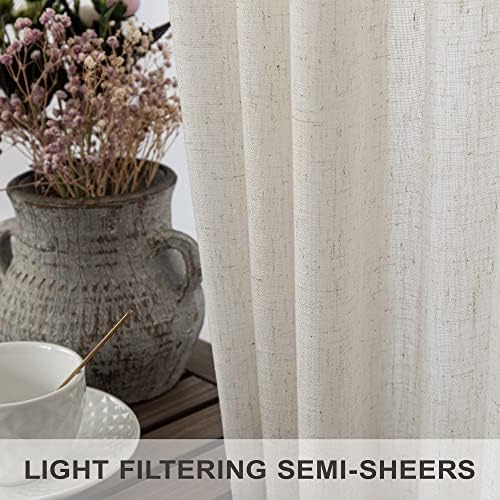 Cream Curtains 96 Inches Long for Living Room 2 Panels Back Tab Loop