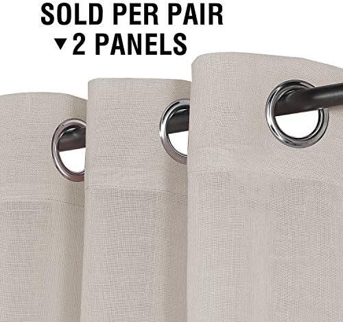 H.VERSAILTEX Natural Linen Blended Semi Sheer Curtains 84 Inches Long