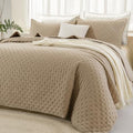 Andency Beige King Size Quilt Bedding Set, 3 Pieces Bedspread Coverlet