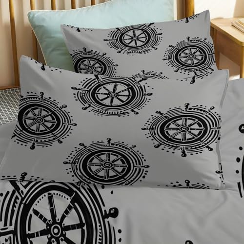 King Duvet Cover Set Minimalist Wheel Pattern Soft Microfiber