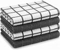 DecorRack 100% Cotton Kitchen Towels 16x27 in, Gray Set (Pack of 4)
