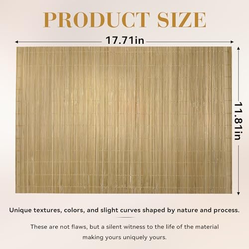 8-Pack Bamboo Placemats,Woven Heat-Resistant Rectangular Table