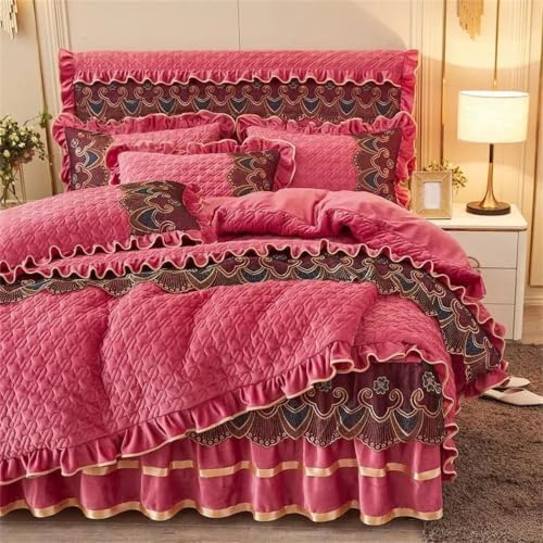 Duvet Cover Set For Adults Quilted Fleece Lace Winter Warm Room Decor