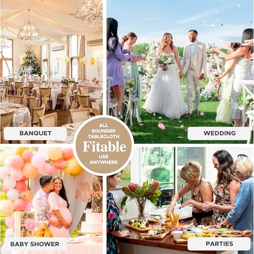 Fitable 6 Pack White Round Tablecloths - 70 Inches in Diameter