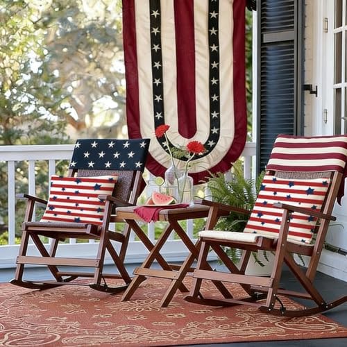 RABUSOFA 4th of July Patriotic Outdoor Pillow Covers 20x20 Set of 2