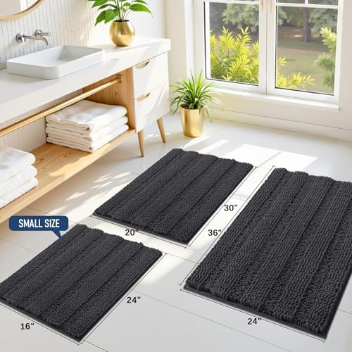Grandaily Chenille Bathroom Rugs 24x16, Soft Absorbent Bath Mats