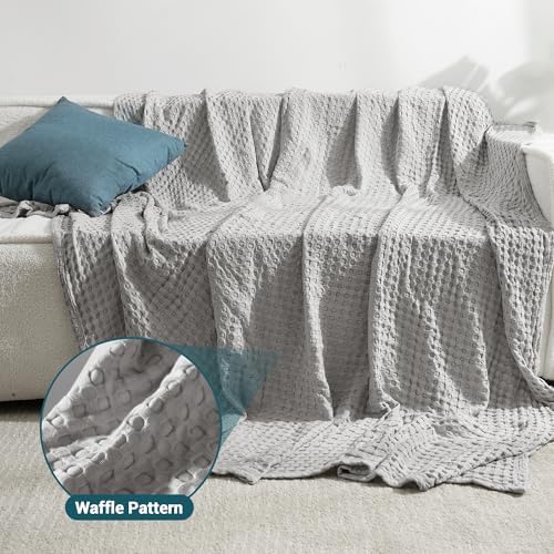 Aganear Cooling Blanket Queen Size,Waffle Weave 90x90 Inches,Grey