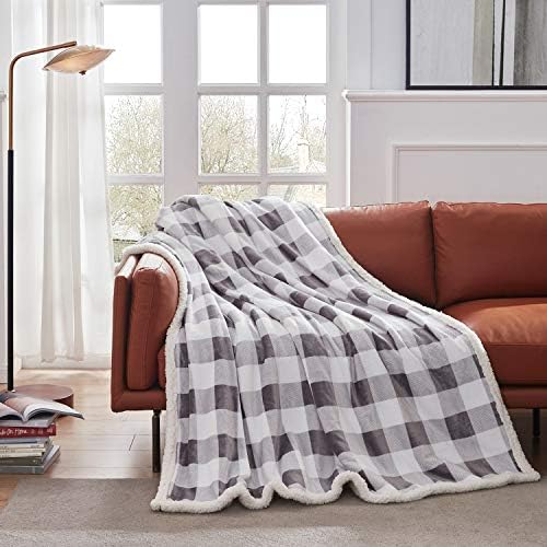 Touchat Sherpa Plaid Twin Blanket 60" X 70", Fuzzy Fluffy Soft Cozy