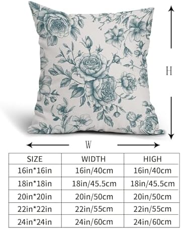 Teal and White Floral Throw Pillow Covers Turquoise Blue Cushion Case
