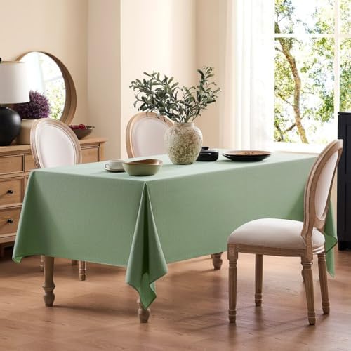 Faux Linen Tablecloths for Rectangle Tables, Burlap Textured Table