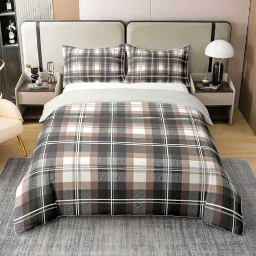 Castle Fairy Modern Plaid 100% Cotton Duvet Cover Set Twin