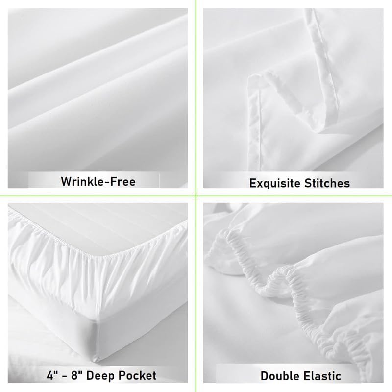 Rajlinen Twin XL Size Sheets- 4 Piece Taupe Stripe Sheet Set- 100%