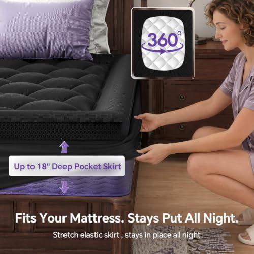 ChiXpace Queen Mattress Topper, Viscose Derived from Bamboo, Pillow