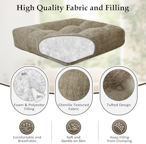downluxe Chair Cushions for Dining Chairs 2 Pack, Tufted Indoor Chair