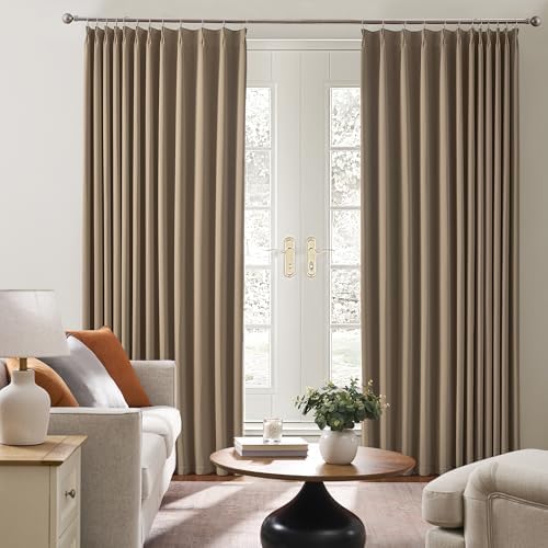 KEQIAOSUOCAI Pinch Pleated Blackout Curtains 120 Inch Long 2 Panels