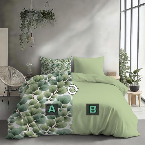 Duvet Cover Queen Size - Reversible Eucalyptus branches Duvet Cover