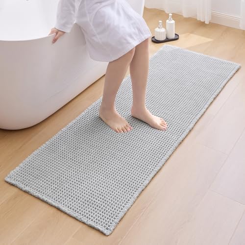 ILANGO Upgraded Waffle Bath Rug 24x60,Super Absorbent Non Slip Bath