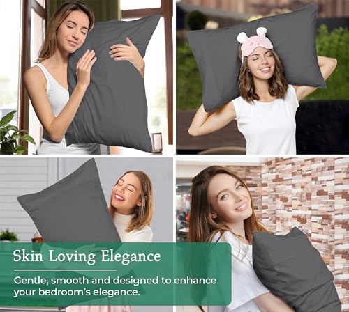Royale Linens Grey Pillowcase Set of 12 - Queen 20"x30" Bed Pillow