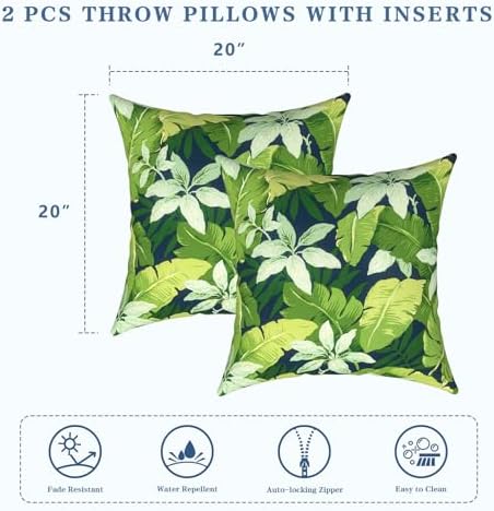 LVTXIII Outdoor Pillows 20x20 Inch, 2 Pack Large Decorative Square